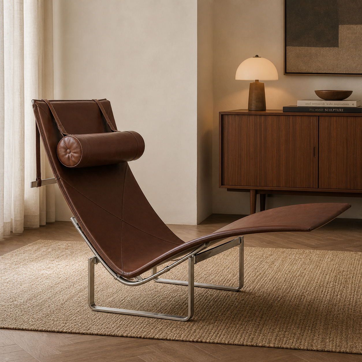 PK24 CHAISE CHAIR (WAX BROWN)