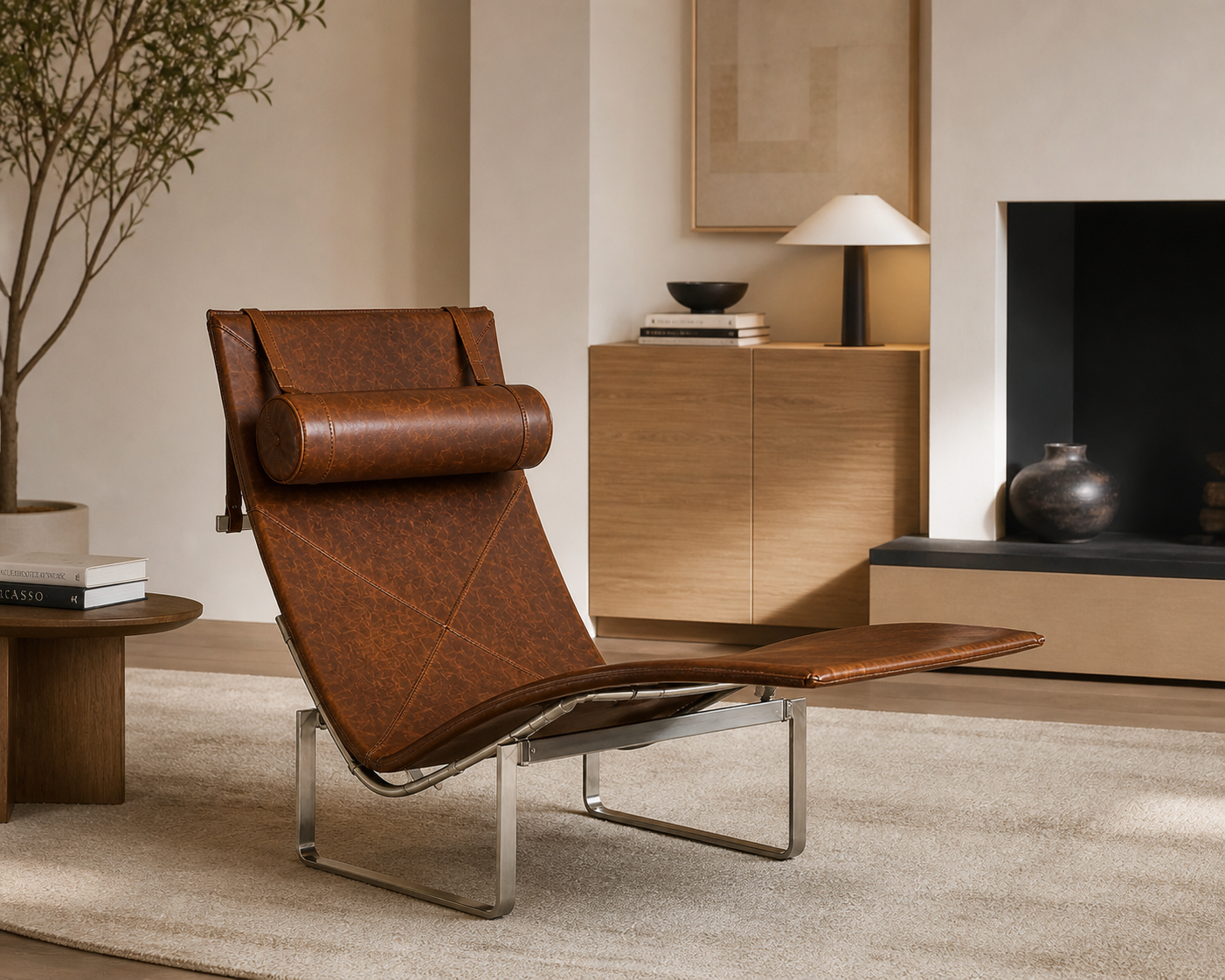 PK24 CHAISE CHAIR ( VINTAGE BROWN